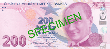 200 Turkish Lira Front Face