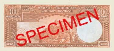 TEN TURKISH LIRA BACK FACE