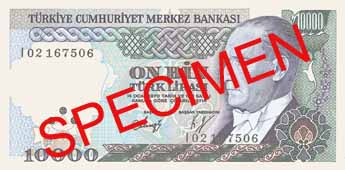 TEN THOUSAND TURKISH LIRA FRONT FACE