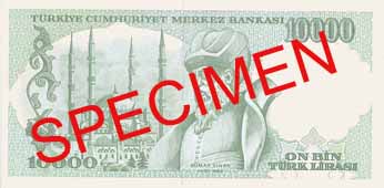 TEN THOUSAND TURKISH LIRA BACK FACE