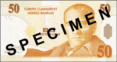 FIFTY TURKISH LIRA FRONT FACE