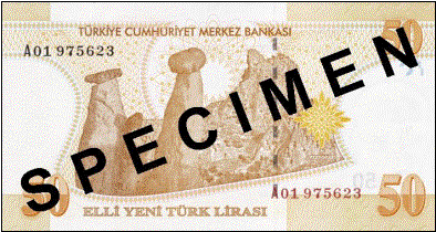 FIFTY TURKISH LIRA BACK FACE