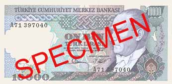 TEN THOUSAND TURKISH LIRA FRONT FACE