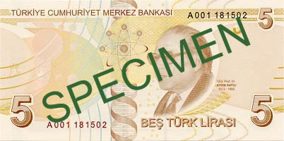 5 Turkish Lira Back Face