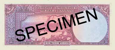 ONE TURKISH LIRA BACK FACE