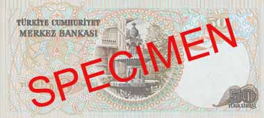 FIFTY TURKISH LIRA BACK FACE FIFTY TURKISH LIRA BACK FACE