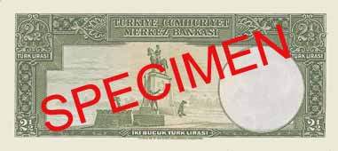 TWO AND A HALF TURKISH LIRA BACK FACE