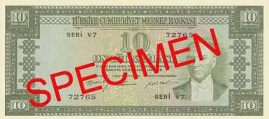 TEN TURKISH LIRA FRONT FACE TEN TURKISH LIRA FRONT FACE