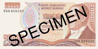 TWENTY THOUSAND TURKISH LIRA FRONT FACE