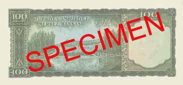 ONE HUNDRED TURKISH LIRA BACK FACE ONE HUNDRED TURKISH LIRA BACK FACE