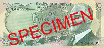 TEN TURKISH LIRA FRONT FACE TEN TURKISH LIRA FRONT FACE