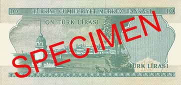 TEN TURKISH LIRA BACK FACE TEN TURKISH LIRA BACK FACE