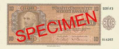 TEN TURKISH LIRA FRONT FACE TEN TURKISH LIRA FRONT FACE