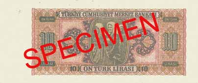 TEN TURKISH LIRA BACK FACE TEN TURKISH LIRA BACK FACE