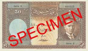 FIFTY  TURKISH LIRA FRONT FACE