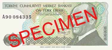 TEN TURKISH LIRA FRONT FACE TEN TURKISH LIRA FRONT FACE