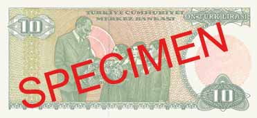 TEN TURKISH LIRA BACK FACE TEN TURKISH LIRA BACK FACE
