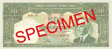 FIVE THOUSAND TURKISH LIRA FRONT FACE