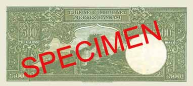 FIVE THOUSAND TURKISH LIRA BACK FACE