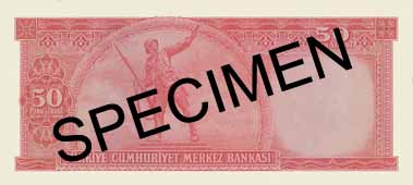 FIFTY TURKISH LIRA BACK FACE