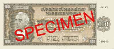 ONE HUNDRED TURKISH LIRA FRONT FACE ONE HUNDRED TURKISH LIRA FRONT FACE