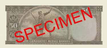 FIFTY TURKISH LIRA BACK FACE FIFTY TURKISH LIRA BACK FACE