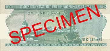 TEN TURKISH LIRA BACK FACE TEN TURKISH LIRA BACK FACE