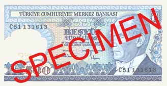 FIVE HUNDRED TURKISH LIRA FRONT FACE FIVE HUNDRED TURKISH LIRA FRONT FACE