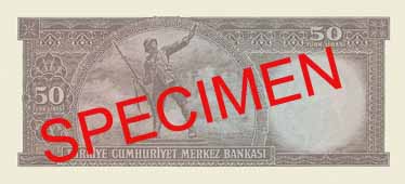 FIFTY TURKISH LIRA BACK FACE