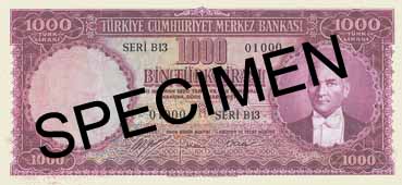 ONE HUNDRED TURKISH LIRA FRONT FACE