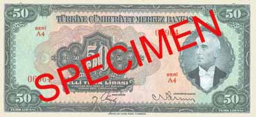 FIFTY TURKISH LIRA FRONT FACE FIFTY TURKISH LIRA FRONT FACE