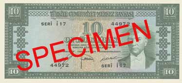 TEN TURKISH LIRA FRONT FACE TEN TURKISH LIRA FRONT FACE