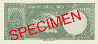 TEN TURKISH LIRA BACK FACE TEN TURKISH LIRA BACK FACE