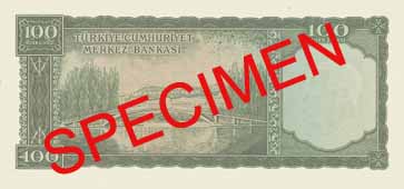 ONE HUNDRED TURKISH LIRA BACK FACE