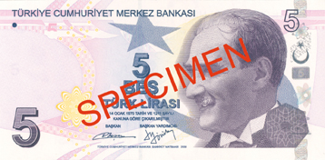 5 Turkish Lira Front Face