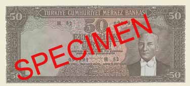 FIFTY TURKISH LIRA FRONT FACE