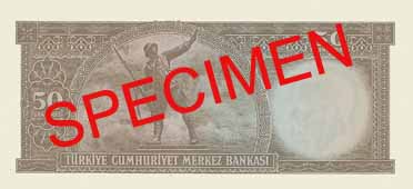 FIFTY TURKISH LIRA BACK  FACE