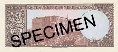 TWO AND A HALF TURKISH LIRA BACK FACE TWO AND A HALF TURKISH LIRA BACK FACE