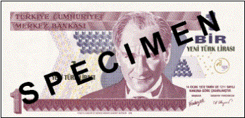 ONE TURKISH LIRA FRONT FACE