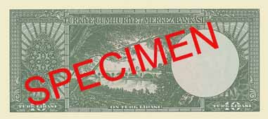TEN TURKISH LIRA BACK FACE