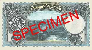 FIVE TURKISH LIRA BACK FACE