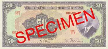 FIFTY TURKISH LIRA FRONT FACE FIFTY TURKISH LIRA FRONT FACE