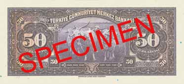 FIFTY TURKISH LIRA BACK FACE FIFTY TURKISH LIRA BACK FACE