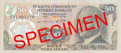 FIFTY TURKISH LIRA FRONT FACE FIFTY TURKISH LIRA FRONT FACE