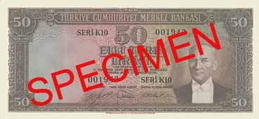 FIFTY TURKISH LIRA FRONT FACE
