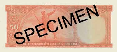 FIFTY TURKISH LIRA BACK FACE