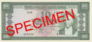 TEN TURKISH LIRA FRONT FACE TEN TURKISH LIRA FRONT FACE