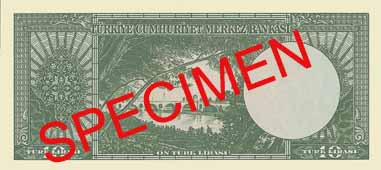 TEN TURKISH LIRA BACK FACE