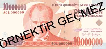 ONMİLYON TÜRK LİRASI ÖN YÜZ